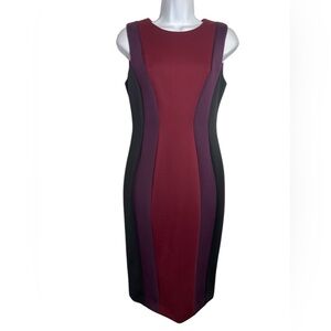 Calvin Klein‎ dress size 6 burgundy & purple stunning scuba sheath dress 💜